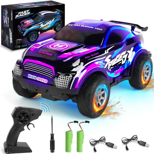 VATOS LED Ferngesteuertes Auto Offroad,2.4Ghz 1:22 Kinder Lila RC Buggy,2 Batterien 50Min Spielzeit 15 KM/H Schnelle Geschwindigkeit Elektrisches Offroad Spielzeug Auto,Geschenke für Jungen Mädchen 3+