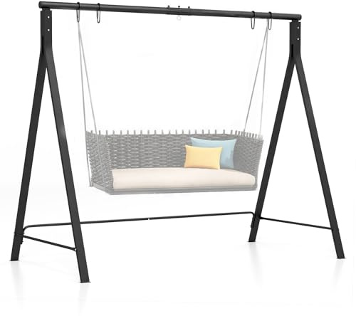 GOPLUS - Pórtico de columpio exterior, soporte columpio porche de metal, marco de columpio, 4 anillos de suspensión, para patio, interior y exterior, capacidad de 160 kg/120 kg (210 x 110 x 175 cm),