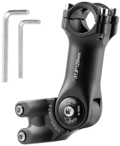 Aoreun Potence de Vélo Réglable ±60°, Potence VTT Tige de Guidon Riser 31,8 mm x120mm, Potence de Guidon en Aluminium avec Clé Hexagonale, Rehausse Guidon VTT Extender pour Vélo, Vélo de Route, BMX
