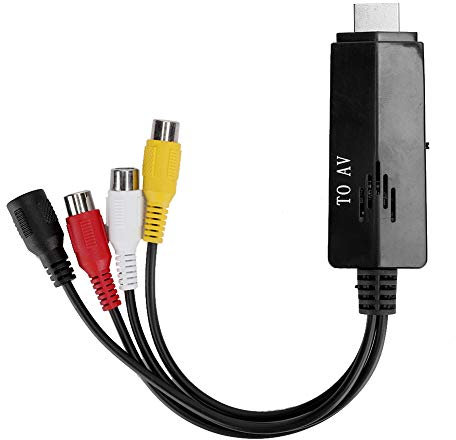 Adaptador convertidor de vídeo AV -HD para grabadora de DVD TV VHS VCR, convertidor portátil macho a hembra, convertidor fiable de compuesto a convertidor, color negro