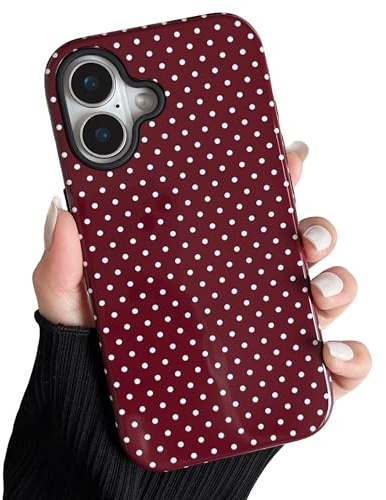 ZTOFERA Magnetic for iPhone 16 Case,Cute Polka Dot Design,Wine Red