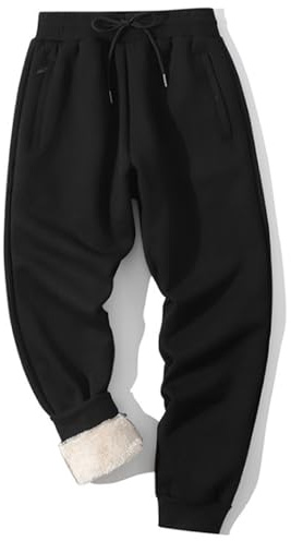 Ameble Fleecebyxor män varm fodrad dragsko vinterbyxor för män vardagliga aktiva atletiska träningsbyxor, svart, XL fleece, vinter för, svett, fodrad, s sy