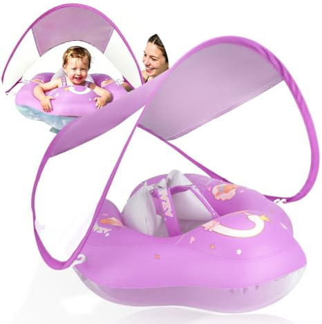 WYRIAZA Flotador Bebe con Sombrilla UPF50+ | Flotador Bebe 1-3 Años con Asiento Seguridad | Inflable Baby Float para 3-36 Meses (L (6-36 Meses))