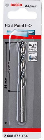 Bosch Professional PointTeQ HSS Twist Drill Bit (for Metal, 4.8 x 52 x 86 mm, Accessories for Drill Driver)