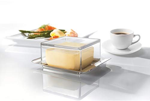 GEFU Butterdose BRUNCH – Formschöne Aufbewahrung für 125 g Butter, passt ins Kühlschrank-Seitenfach, ergonomische Griffe, spülmaschinengeeignet