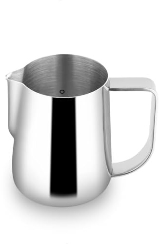 watchget Brocca per latte da 250 ml, in acciaio inox, per latte e caffè, cappuccino, latte, arte barista, brocca a vapore, tazza per latte