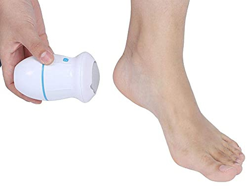 Electric Feet Callus Remover, Battery Operated Foot Grinder Callus Dead Skin Remover Vacuum Foot File Pedicure Tool(White + Blue)