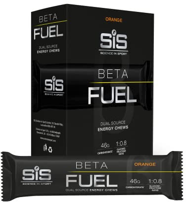 Science in Sport Beta Fuel Dual Source Energy Chews, Energy Bars, Orange Flavour, 46g of Carbs, 60g Bar (6 Pack)