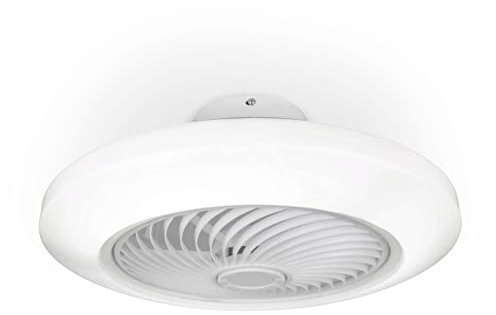 Noaton Ventilatore da soffitto 12050W Triton Bianco, con Illuminazione LED max 41 W Dimmerabile 3 temperature di colore, telecomando, timer, portata d'aria fino a 60 m3/min, lampadario, diametro 50cm