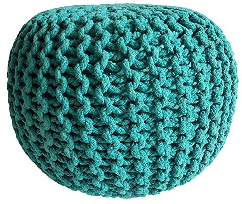 kreatives Wohnen Pouf Ø 45 cm Sitzpouf Sitzpuff Grobstrick-Optik Pouf Strick Bodenkissen Höhe 30 cm grün Strickhocker