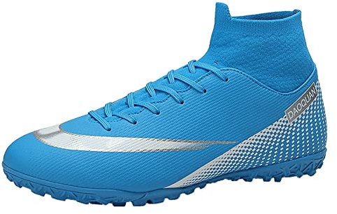 CERYTHRINA Herren Fußballschuhe Kinder High Top Spikes Cleats Fussballschuhe Professionelle Athletics Kunstrasen Trainingsschuhe Teenager Outdoor Atmungsaktive Sportschuhe Blau 44