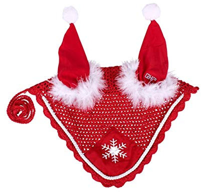 netproshop Pferde Winter-Weihnachtsmütze Fliegenhaube mit Ohren und Stickerei Gehäkelt Rot, Groesse:Pony