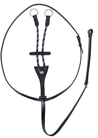 ARBO-INOX Martingal mit zweifarbiger Kordel Schwarz Hilfszügel aus Leder (COB VOLLBLUT)