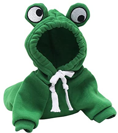 Stronrive Hunde Hoodie, Niedlicher Form Pullover, Hundekostüme Für Haustiere, Lustiger Halloween Kleiner Hundefrosch Kostüm, Jacke Mantel, Warmer Polyester Winter Grün Hundekleidung (S/M/L/XL)