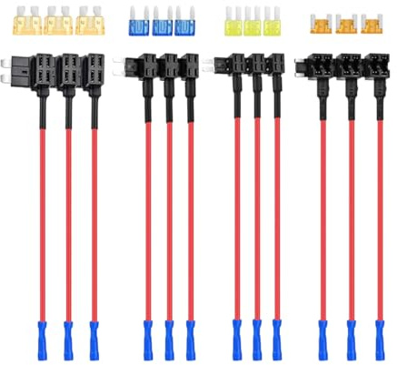 CGEAMDY 12 Stück Standard Autosicherungen Add-a-Circuit Sicherung Tap, Auto Add-a-Circuit Fuse Tap Set, Mini Hinzufügen Eines Stromkreises Adapter Sicherungen Kit