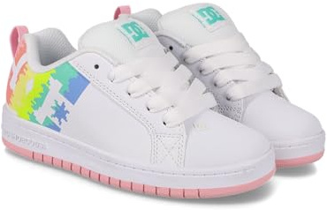 DC Shoes Chaussures de Skateboard Court Graffik pour Fille, Blanc/Rose Clair, 39 EU
