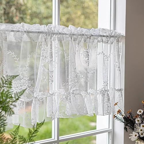 RunFar shop 2pcs Boho Scheibengardinen Bistrogardine Transparent Scheibengardine Kurzgardine Stangendurchzug Gardinetransparente 150 * 50 küche kurz Gardinen Boho Vorhänge Quasten fenstergardinen