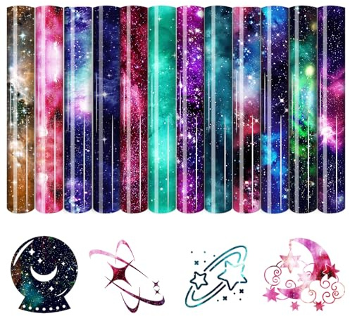HTVSTD Iron on Vinyl Starry Sky HTV Heat Transfer Vinyl 12 Sheets