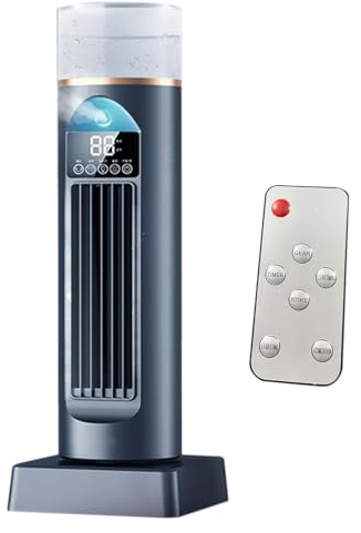Air Conditioning Fan, Cool Air Bladeless Fans, Quiet Indoor Conditioner, Portable Tower Air Cooling Fan, 6 Speeds Quiet Oscillating Bladeless Cooler with Remote, Humidifier for Living Room Office RV