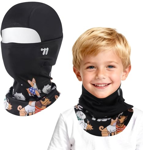 ICOCOPRO Kinder Sturmhaube Winter, Warm Balaclava Winddicht Gesichtsmaske Skimaske Sturmmaske für Jungen Mädchen (DE/NL/SE/PL, Alter, Einheitsgröße, Black2)