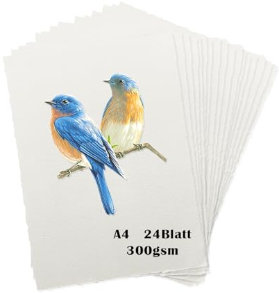24 st ark akvarellpapper, 300 GSM handgjort papper A4 210 mm x 297 mm, för akvareller, bröllopsinbjudningar, kort, hantverk