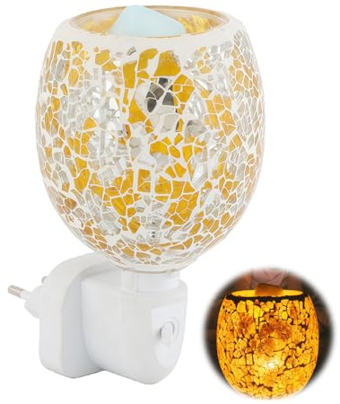 SUNOYA Elektrisk doftlampa, aromalampa, ljus varm lampa, doftlampa uttag, aromlampa för doftvax, doftvaxlampa, uttag, tårtljusvärmare för sovrum och vardagsrum, yoga (orange)