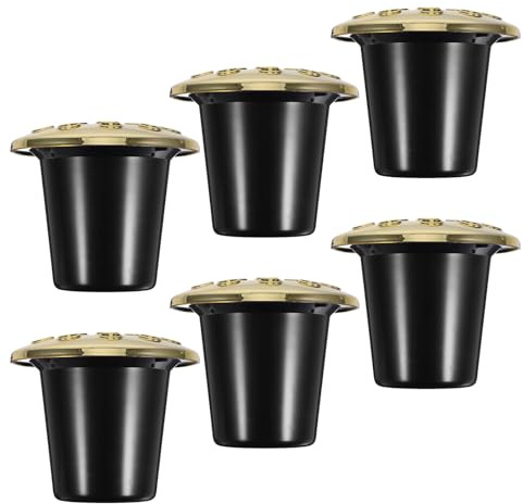 MERRYHAPY 6 Pièces Lot de Supports Floraux Funéraires Noirs Plastique Inserts Lotus pour Vase de Tombe Porte-Fleurs Commémoratif Résistant Aux Intempéries