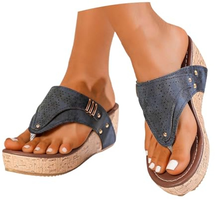 Chanclas ortopédicas para mujer, elegantes, separadoras de dedos con plantilla, sandalias bohemias con plataforma, informales, zapatos de verano, cómodos, zapatos planos, zapatillas de ocio