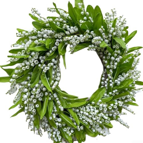 Artificiell liljekrans för bär, handgjord plast blommig dekor för ytterdörren, vardagsrum, bröllop mittpunkt, vår och flersäsongsanvändning, 35 cm eller 40 cm (40 cm)