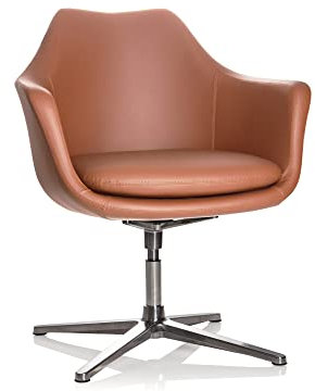 hjh OFFICE 600988 Lounge Sessel Artemia Kunstleder Braun Drehsessel im eleganten Design