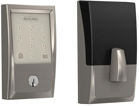 Schlage Encode Smart WiFi Deadbolt Lock for Front Door - Keyless Entry with App or Touchscreen - Works with Alexa, Hey Google, & Airbnb - Create Codes for Guests - Satin Nickel