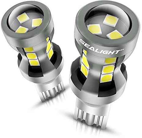 SEALIGHT 921 LED Bulb Reverse Light with 3030-SMD LED Chips, 912 906 904 W16W T15 921 LED Bulb with Projector Replacement for Tail backup reverse Lights, Plug and Play, 6000K White, Pack of 2