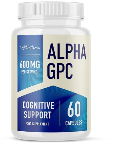Alpha GPC Choline 600MG (60 Capsules, 30-Day Supply) Nootropic Brain Supplement for Focus, Memory, Motivation, Mood & Energy Support* - with BioPerine - Vegetarian, Gluten-Free, 3rd-Party Tested