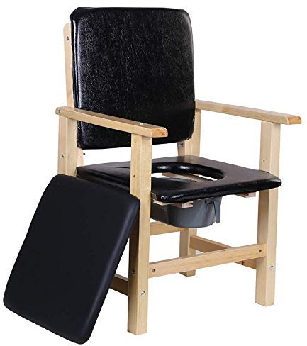 potty toilet,Commode chair Widening Commode, Elderly Toilet Seat, Padded Wooden Chair with Backrest, Long Potty