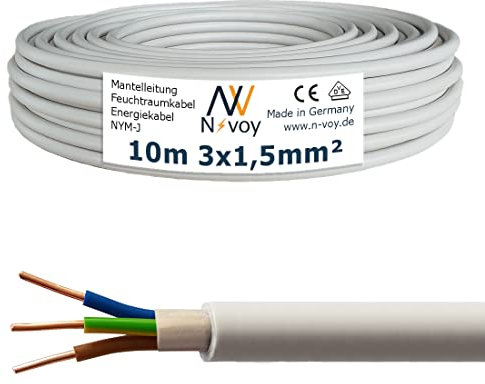 NYM-J 3x1,5 mm² 10m (var.5-100m) Mantelleitung Installationskabel Stromkabel DIN VDE 0250 M01