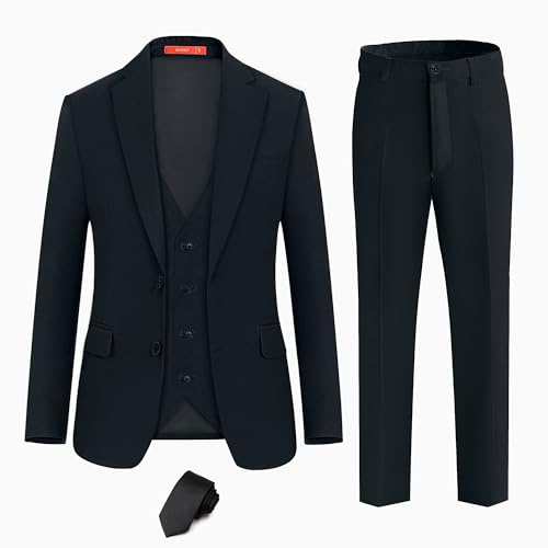 Boys Black Suit Slim Fit Kids Formal Suit Tuxedo 3 Pieces for Wedding Ring Bearer, Easter, First Communion, Confirmation, Graduation Little Boys Size 5