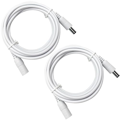 ANLINK 2 Pack 2M/6FT DC Power Extension Cable, 2PCS DC 12V Power Adapter Extension Cord 5.5mm x 2.1mm for CCTV Security Camera/Router/LED Strip Light/Printer and More-White