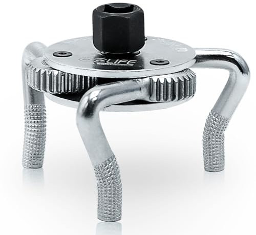 CCLIFE Ölfilterschlüssel 3-armig Cr-V Ölfilterspinne mit 3/8'' x 1/2'' Adapter Ölwechselwerkzeug Ölfilter-Ausbauwerkzeug Auto Werkzeug für Ölfilter Ø 69-136 mm