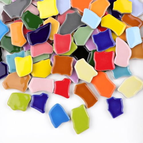 500g Irregular Ceramics Mosaic Tiles, 2-4cm Mosaic Pieces Stones for DIY Mosaic Making Craft Hobby Arts Home Wall Decoration (Mix Color)