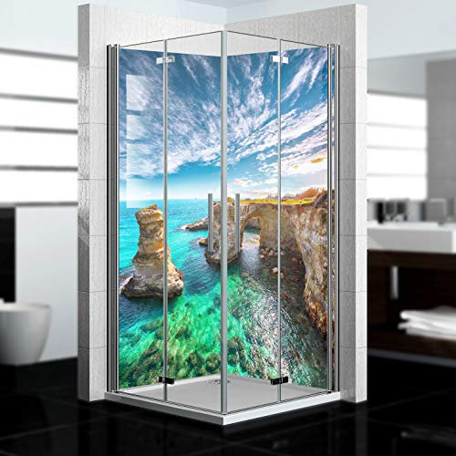 dedeco Pannello posteriore doccia impermeabile, motivo: scogliere V1, 2 x 100 x 200 cm, come pannello posteriore per il bagno per la sostituzione delle piastrelle, come parete decorativa, rivestimento