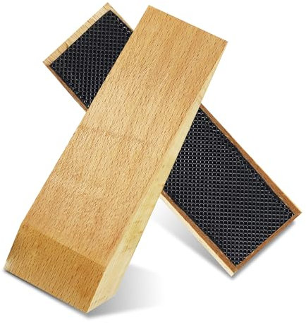 2 Pack Wooden Door Stop - Non-Slip Door Stoppers for Floor - Door Wedges for All Door Types and Surfaces - Each Door Stopper 1.4inch Thick, 4.3inch Long with Rubber