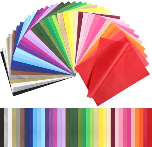 Kesote 360 hojas Papel de Seda 24 x 17 cm, Papel de 36 Colores para hacer Manualidades Decorativas, Accesorios de Fiestas Infantiles o Fiestas Navideñas