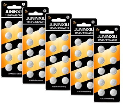 JUNINXIU Lot de 50 piles bouton LR44 AG13 357 L1154F 303 A76 [Forte Power]