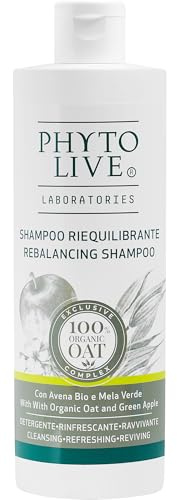 Phyto Live Laboratories Rebalancing Shampoo – Haarshampoo mit Bio-Hafer und grünem Apfel für fettiges Haar – Shampoo für glänzende, erfrischte und seidig weiche Formel – Größe 400 ml