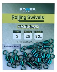Sea fishing extra strong metallic green power swivels (2# Pack of 25)