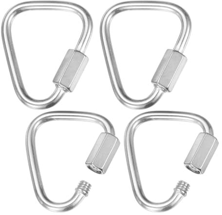 M METERXITY 4-Pack Quick Chain Link Connector, M3.5 1/8 304 Stainless Steel Triangle Locking Repair Chain Links for Swing/Camping/Hiking/Backpack, Twist Key Ring Screw Chain Link [Silver]