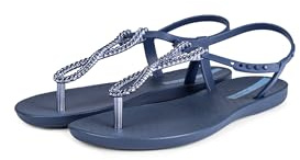 Ipanema CLASS TWIST SANDAL FEM - Sandales pour femme avec décorations scintillantes - Semelle plate, bleu, 37 EU
