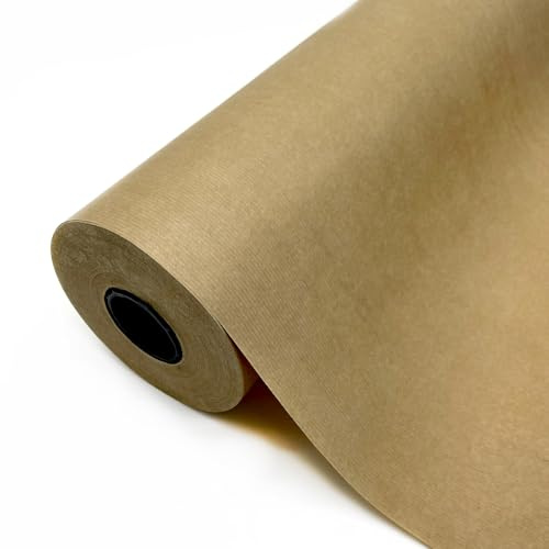 Rollo de papel Kraft natural verjurado. Bobina XXL de 31CM X 100M. Ideal Embalaje, regalo, negocio, patrones y manualidades. (31CM X 100M)