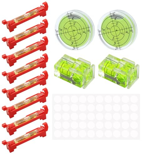 12 Pezzi Mini Livella a Bolla Livella a Filo di Precisione Quadrata Rotonda Livelle Bolle D'aria Con Punti di Colla Circolari per Muratura Idraulica Lavori di Grondaia