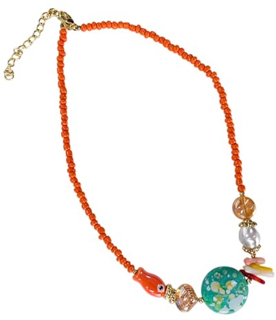 Collana con perline per clavicola regolabile design colorato catena del collo perline catena del collo gioielli per il collo per le donne catena alla moda clavicola, Misura unica, come descritto, come